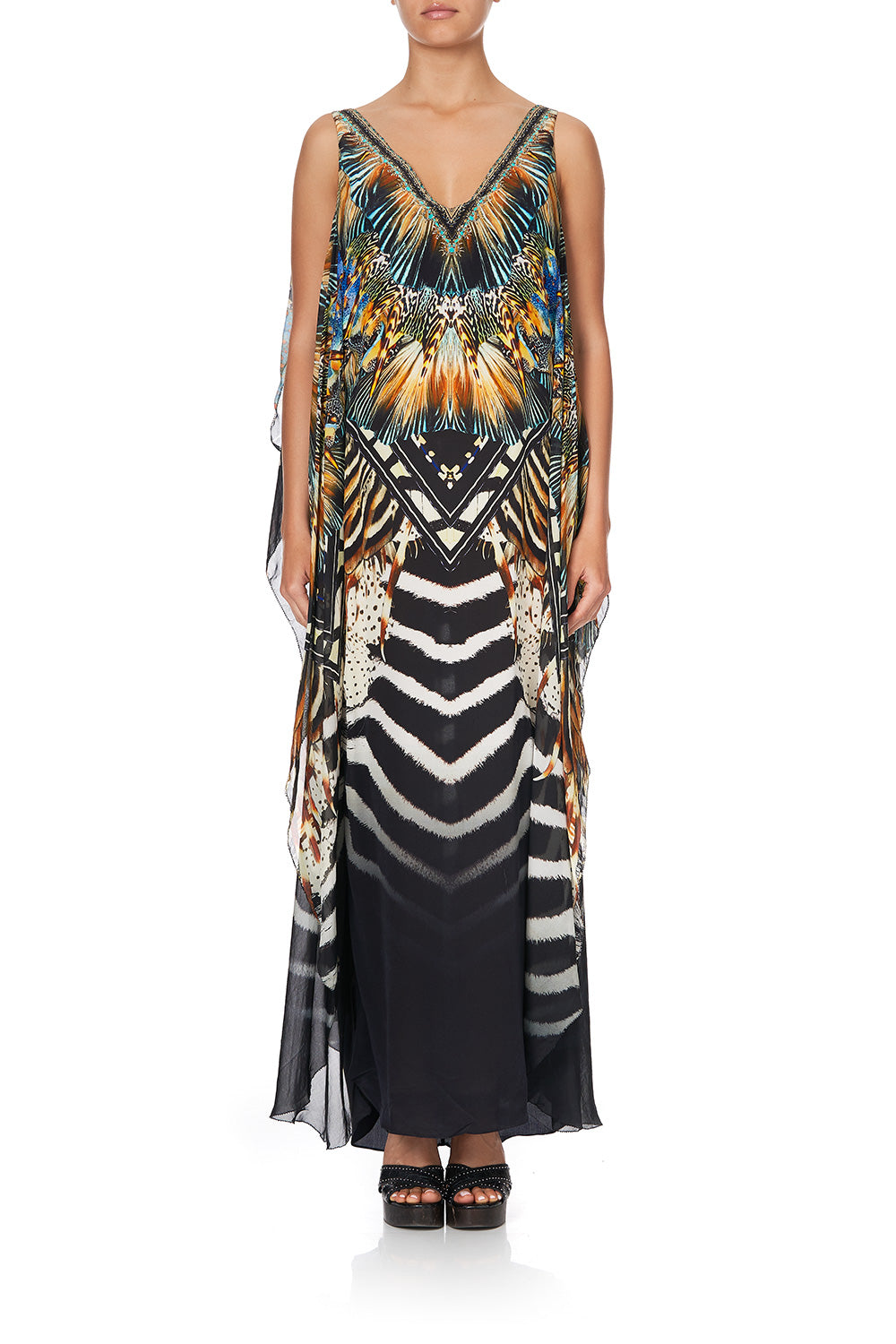 V-NECK DRESS WITH BACK OVERLAYER LOST PARADISE