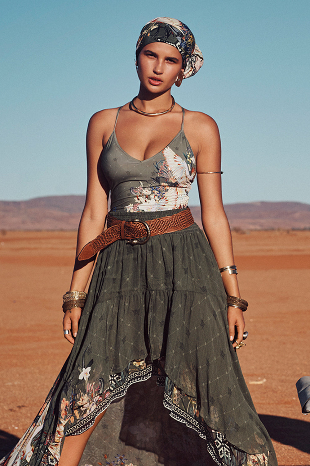 WOVEN LEATHER BELT TAN