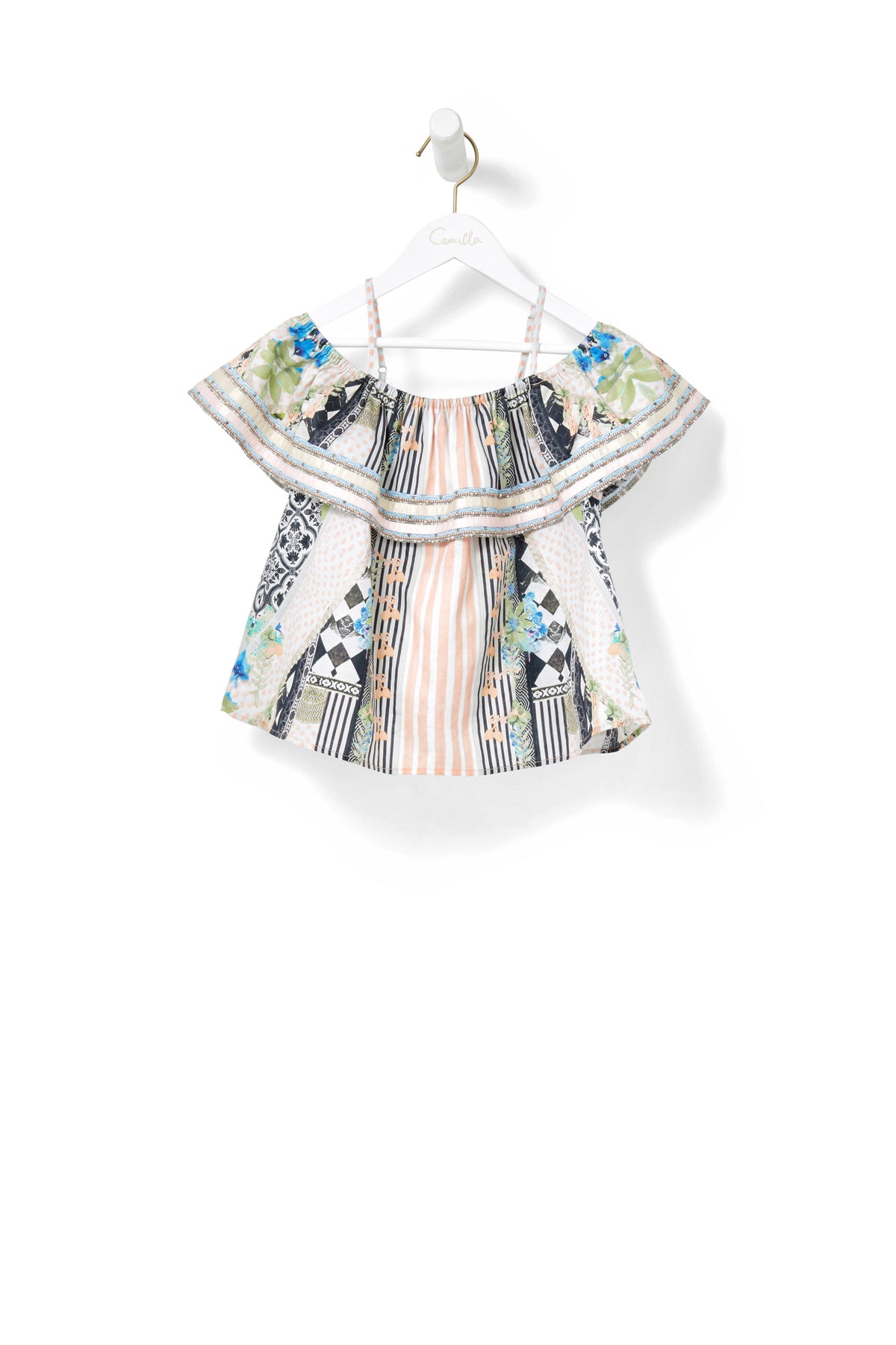 SALVADOR SECRETS KIDS RUFFLE TOP W TRIM