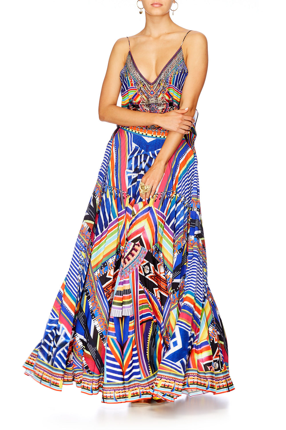 TSACHILA BLESSING PLEATED FULL HEM SKIRT