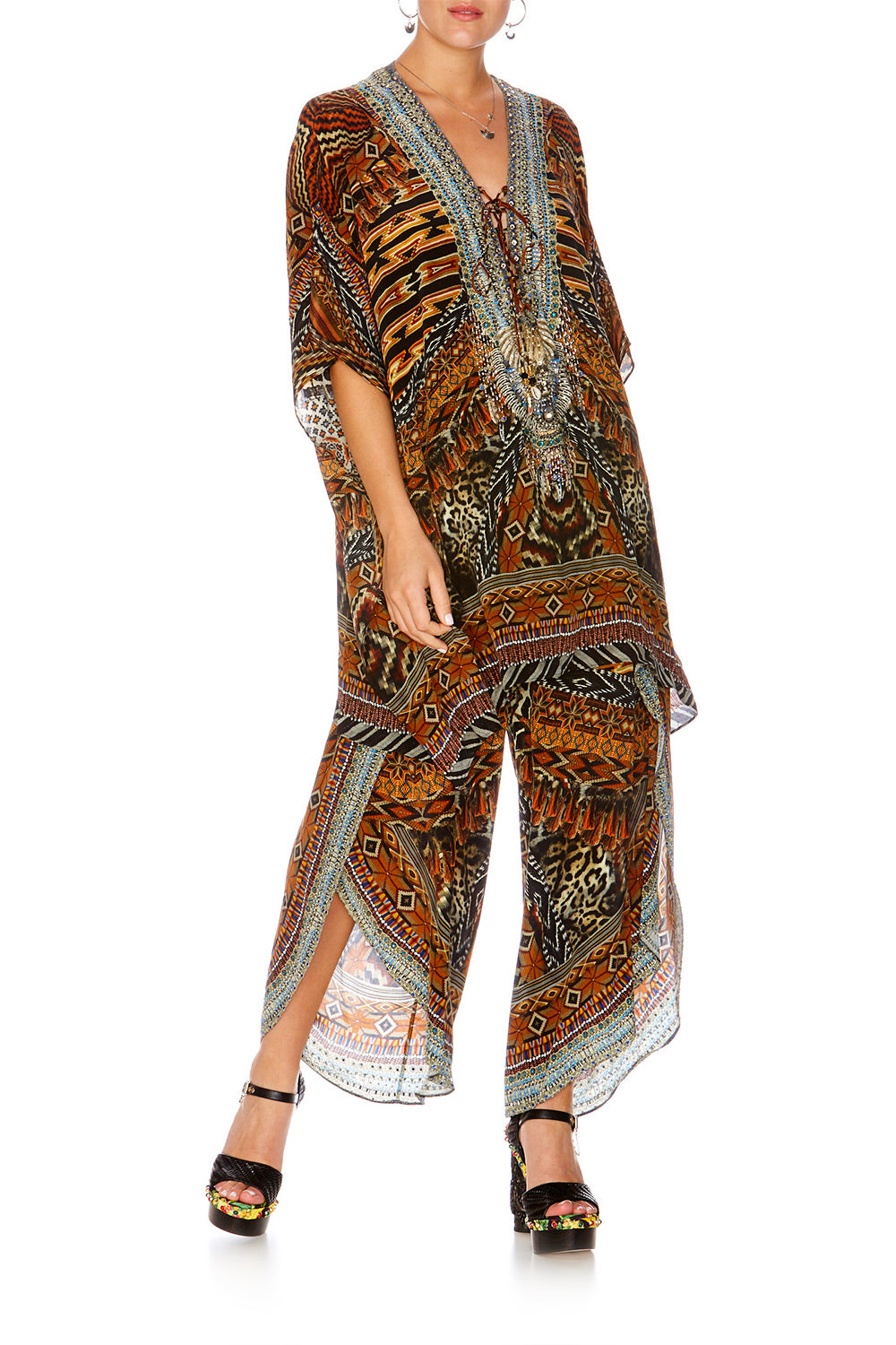 DAWN OF TIME SHORT LACE UP KAFTAN