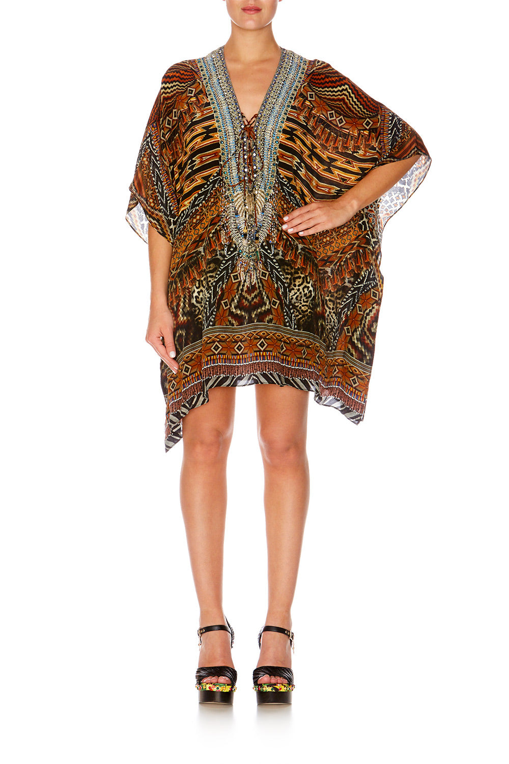 DAWN OF TIME SHORT LACE UP KAFTAN