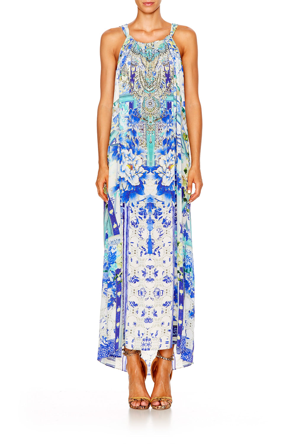 PORCELAIN PARADISE DRAWSTRING DRESS