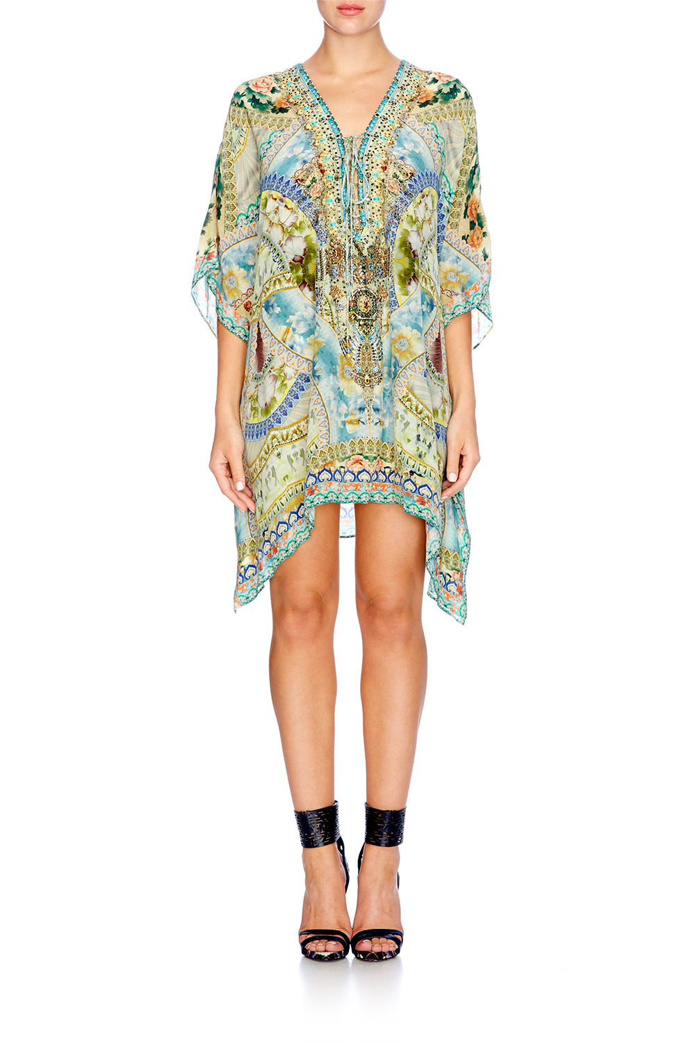 SIGN OF PEACE SHORT LACE UP KAFTAN