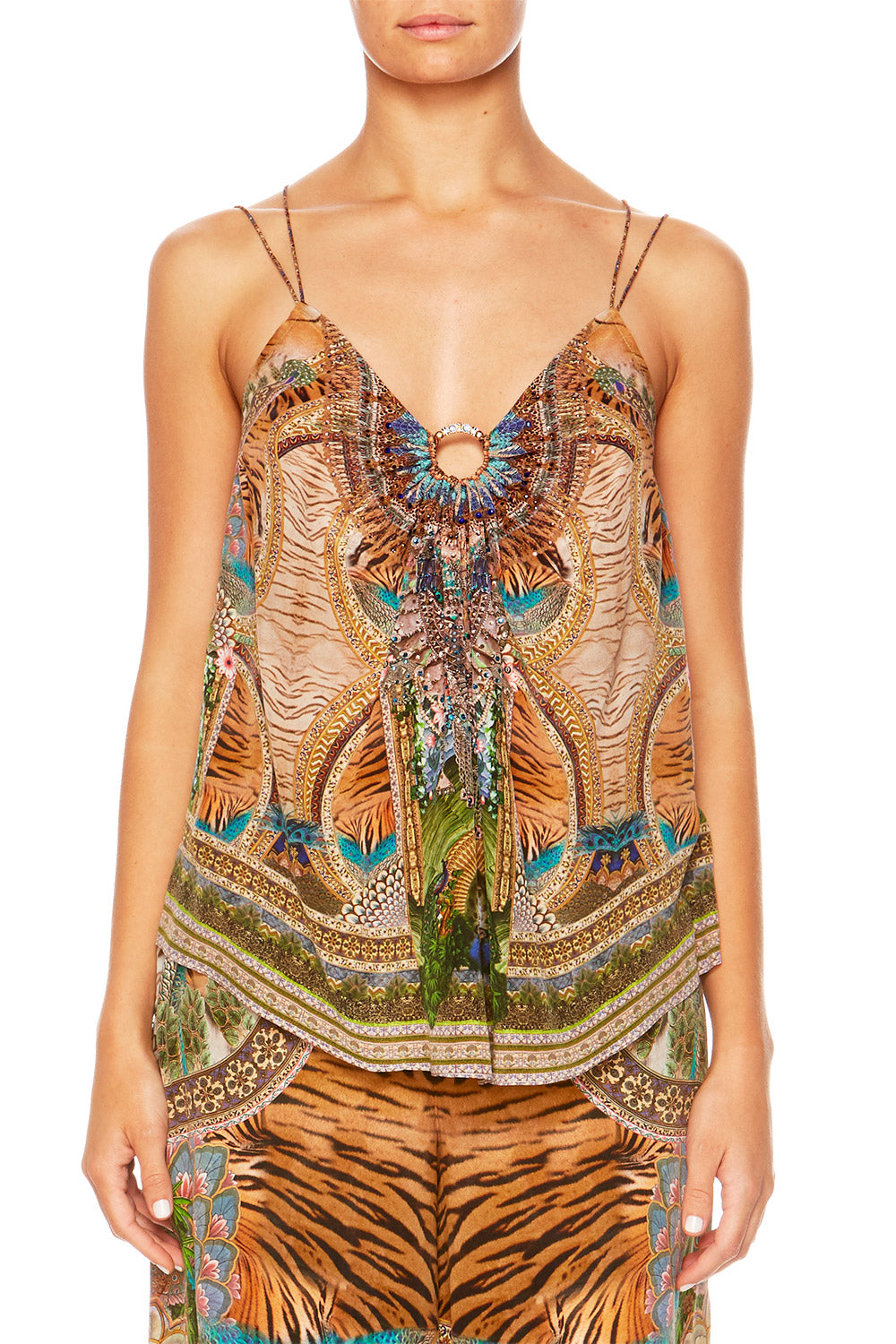 A WOMANS WISDOM METAL TRIM DOUBLE STRAP TOP