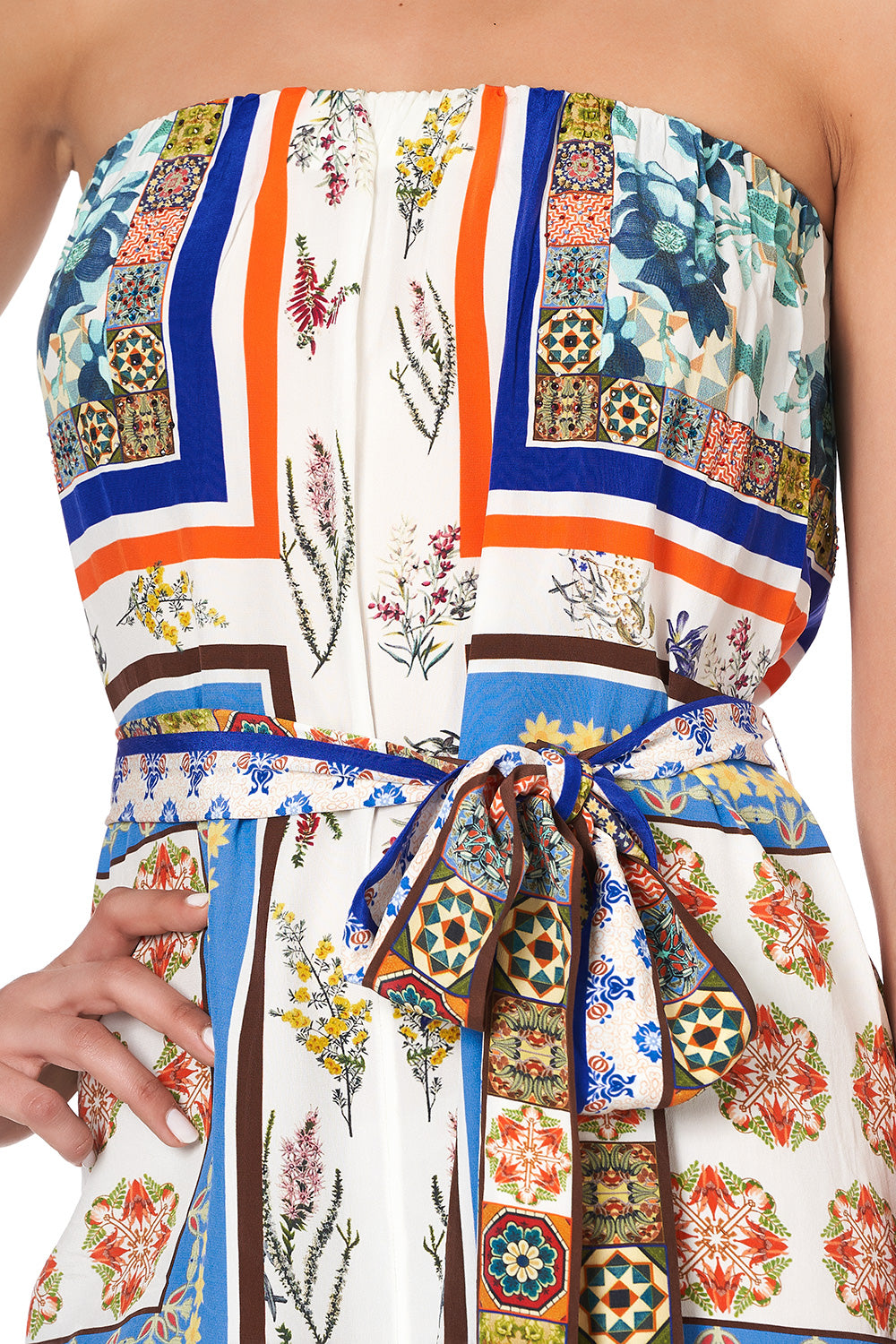 STRAPLESS PLAYSUIT WITH WAIST TIE GONE COAST