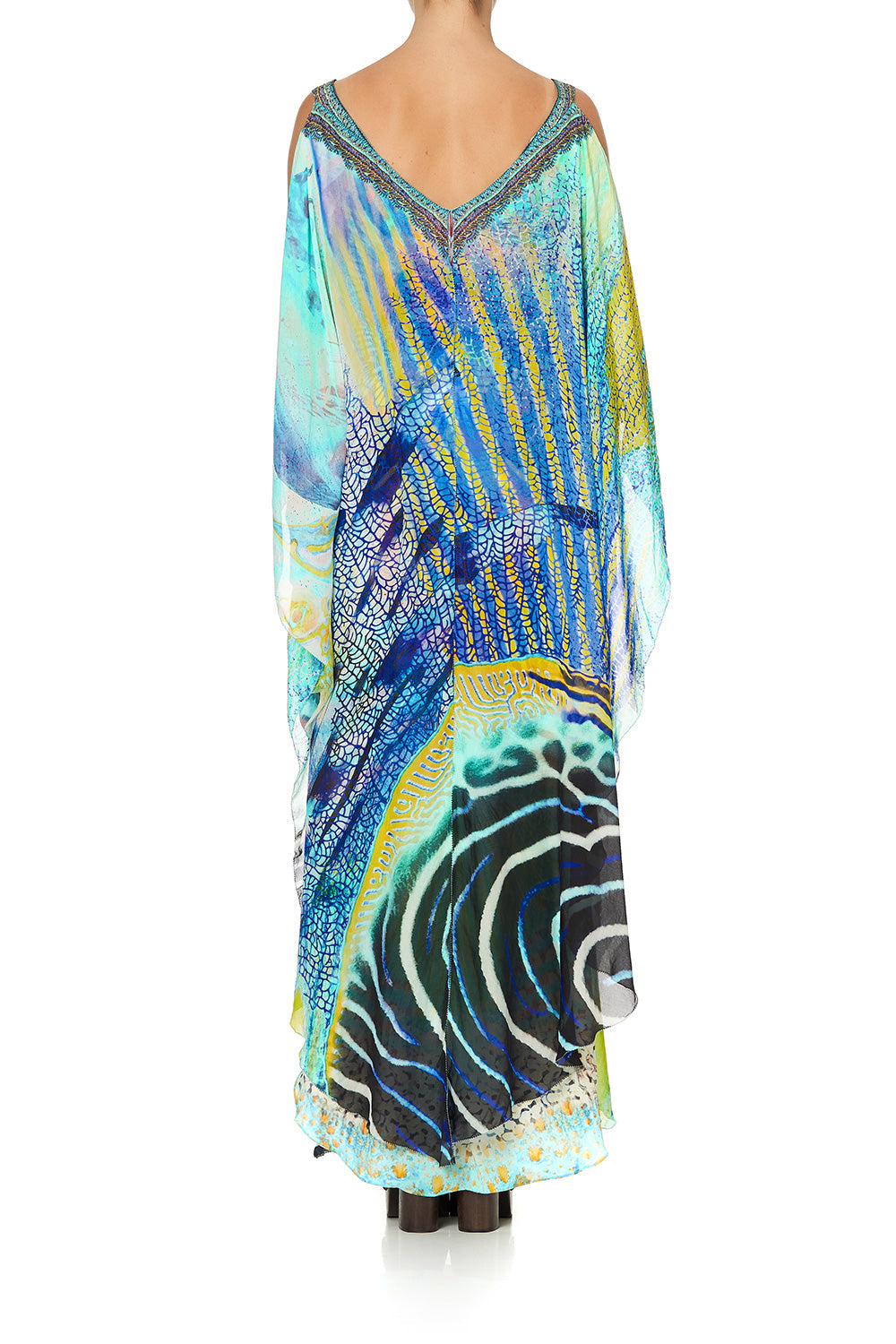 V-NECK DRESS WITH BACK OVERLAYER REEF WARRIOR