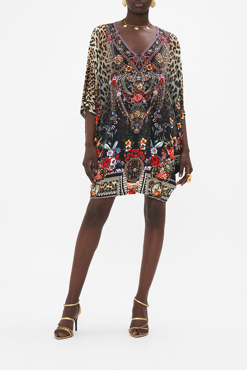 CAMILLA black floral print batwing top in Volendamn Dolls pirnt 