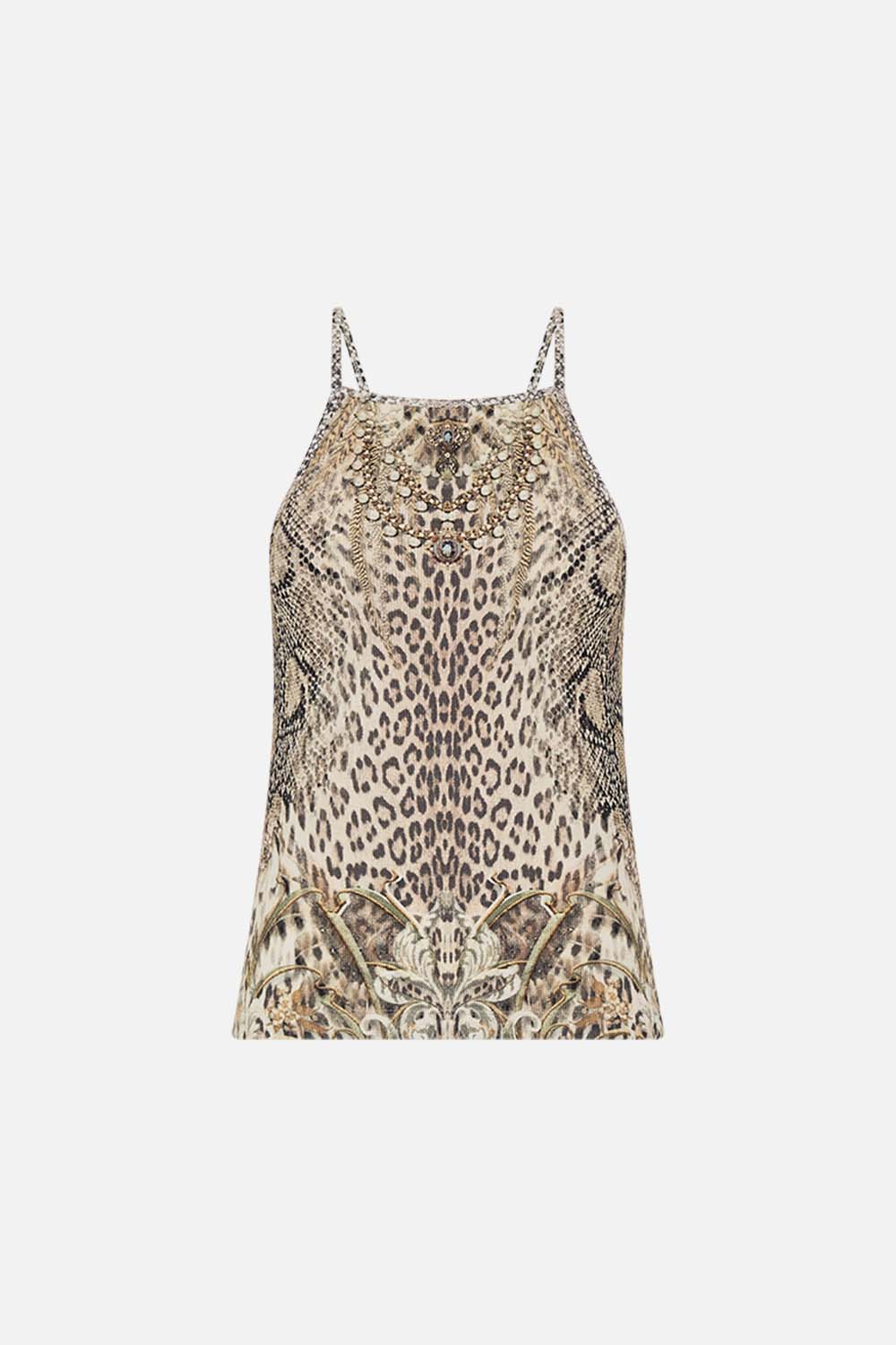 CAMILLA jersey tank top in Looking Glass Housese print 