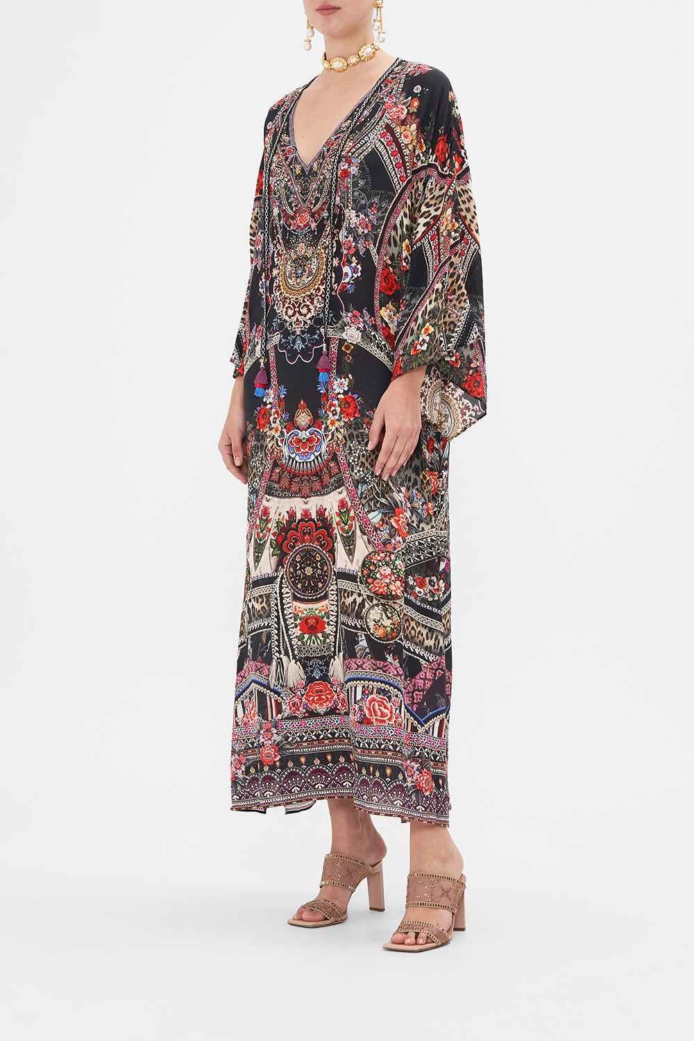 CAMILLA silk kaftan in Volendam Dolls print