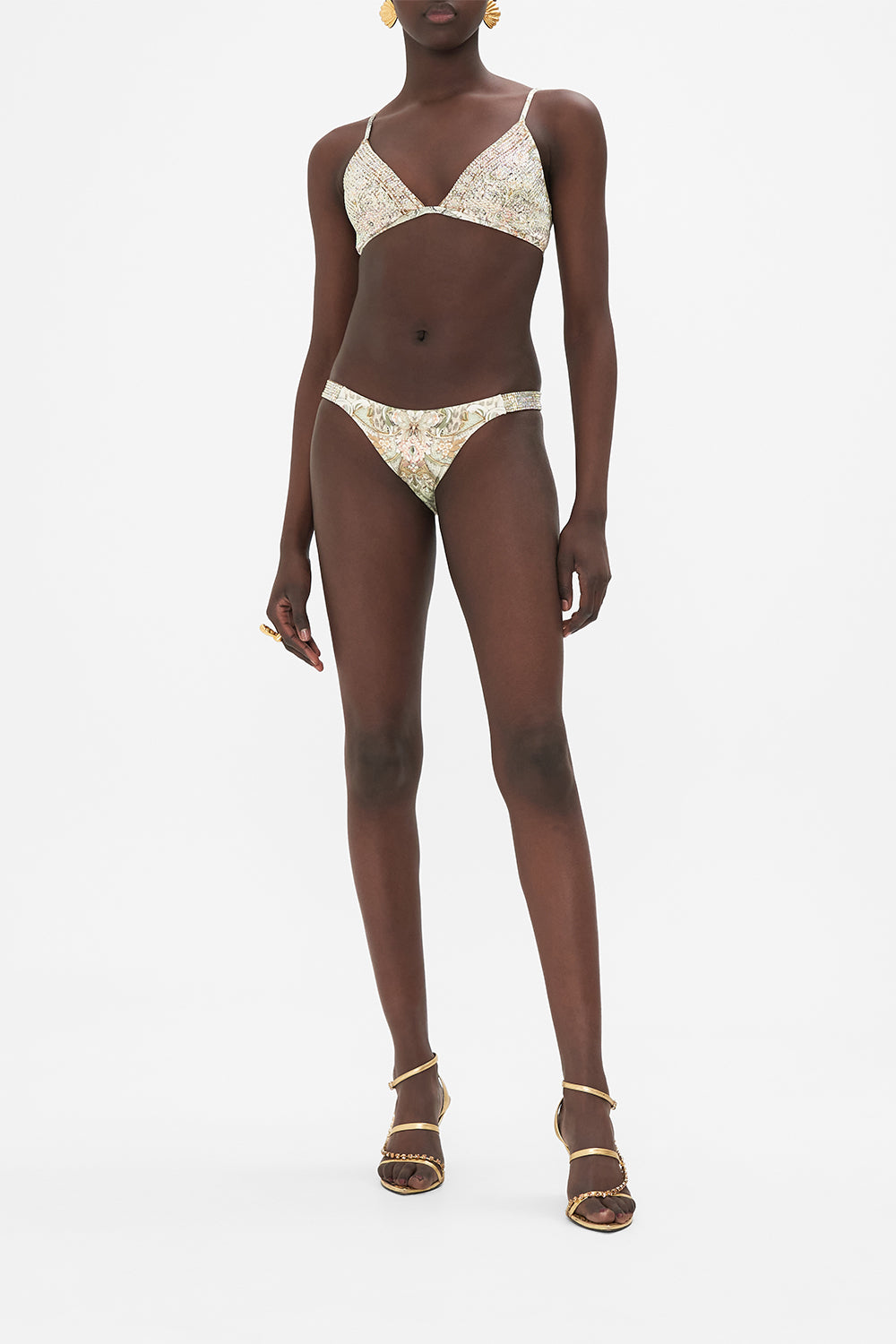 CAMILLA bikini bottoms in Ivory Tower Tales print