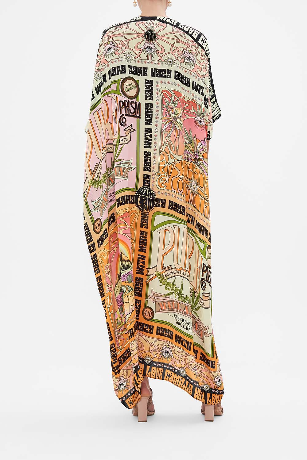 CAMILLA silk kaftan in Lets Chase Rainbows print