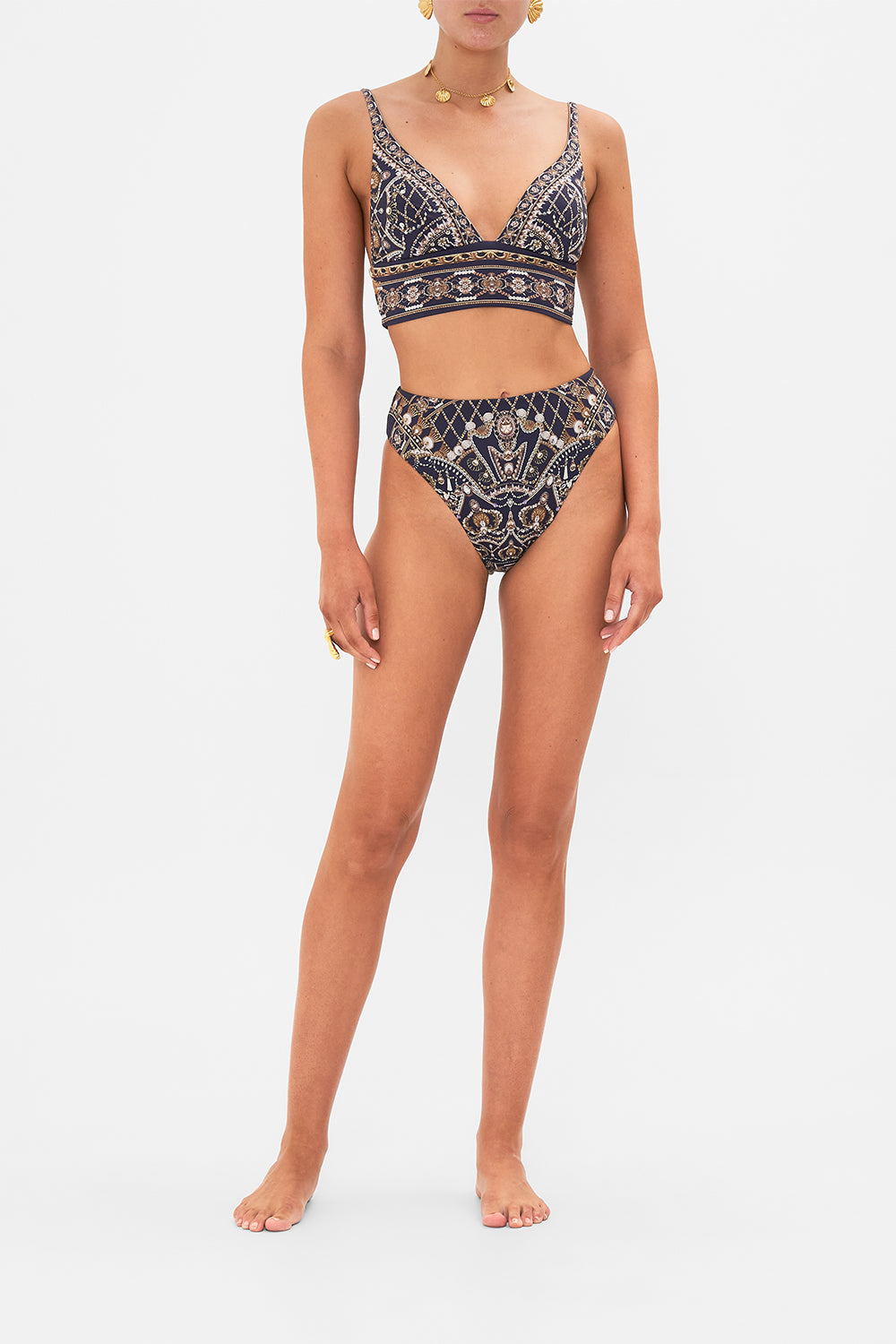 CAMILLA gold/black high waist high leg pant in Dance with the Duke