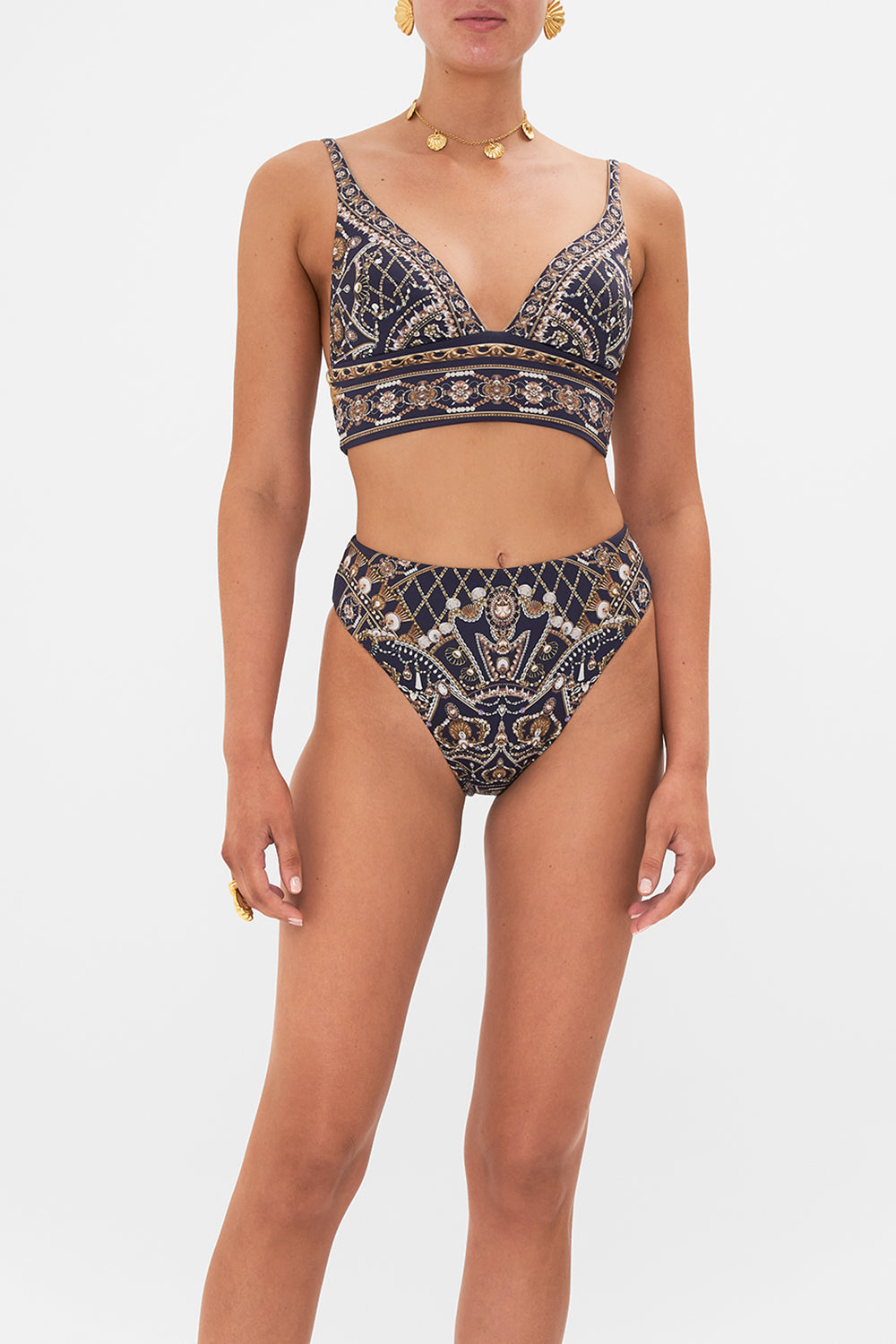 CAMILLA gold/black high waist high leg pant in Dance with the Duke