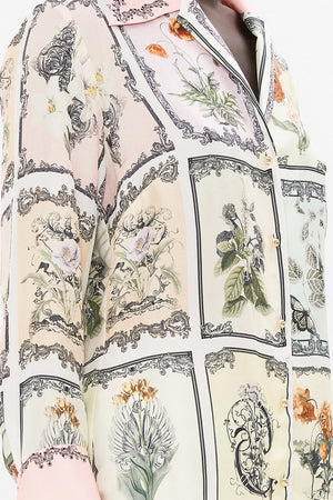 CAMILLA silk floral print shirt in Petal Promiseland print