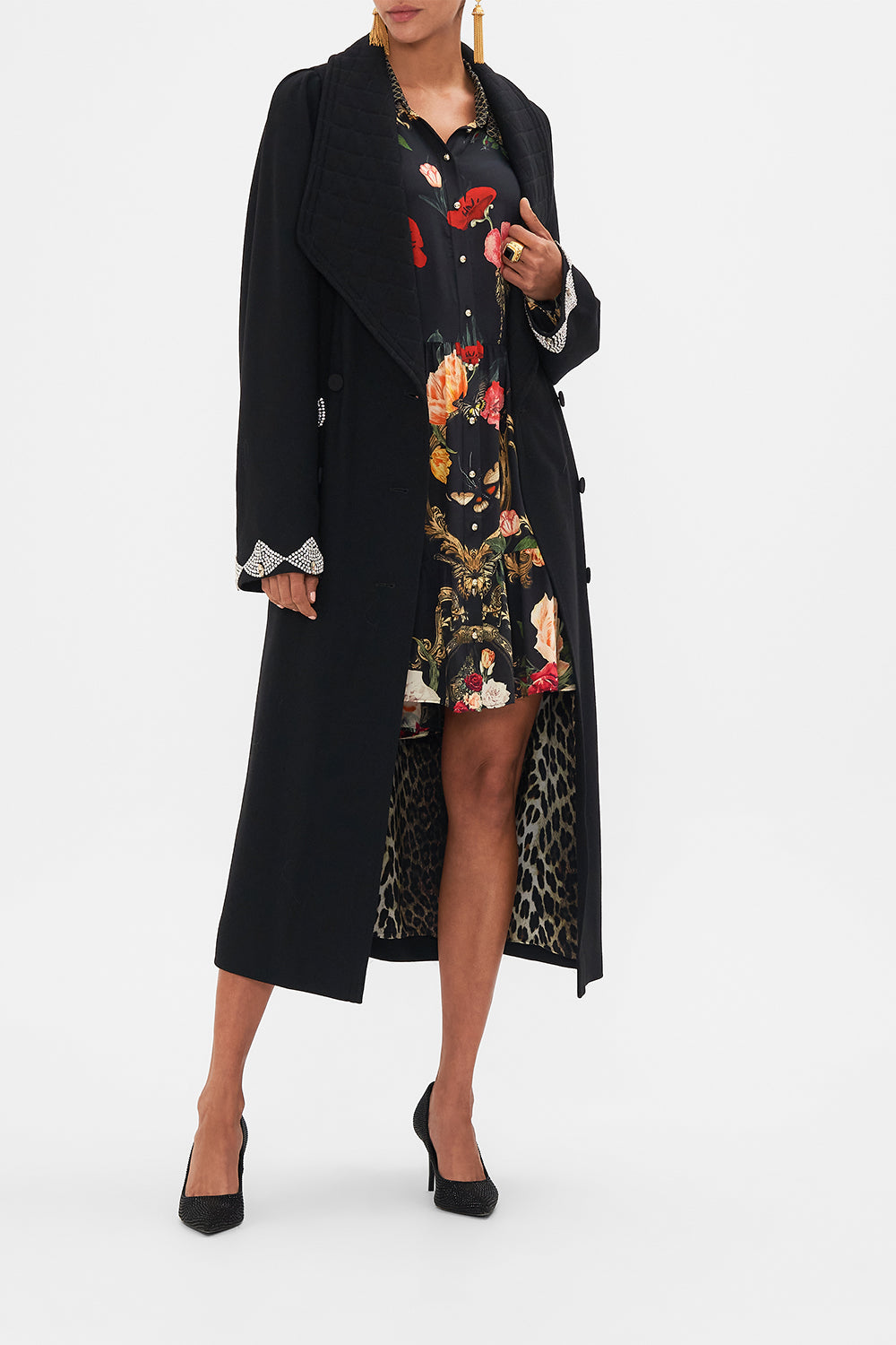 CAMILLA quilted coat in Magic in The Manuscripts print