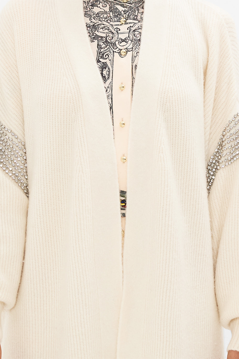 CAMILLA floral layered long sarong with front tie in Stitched in Time print.