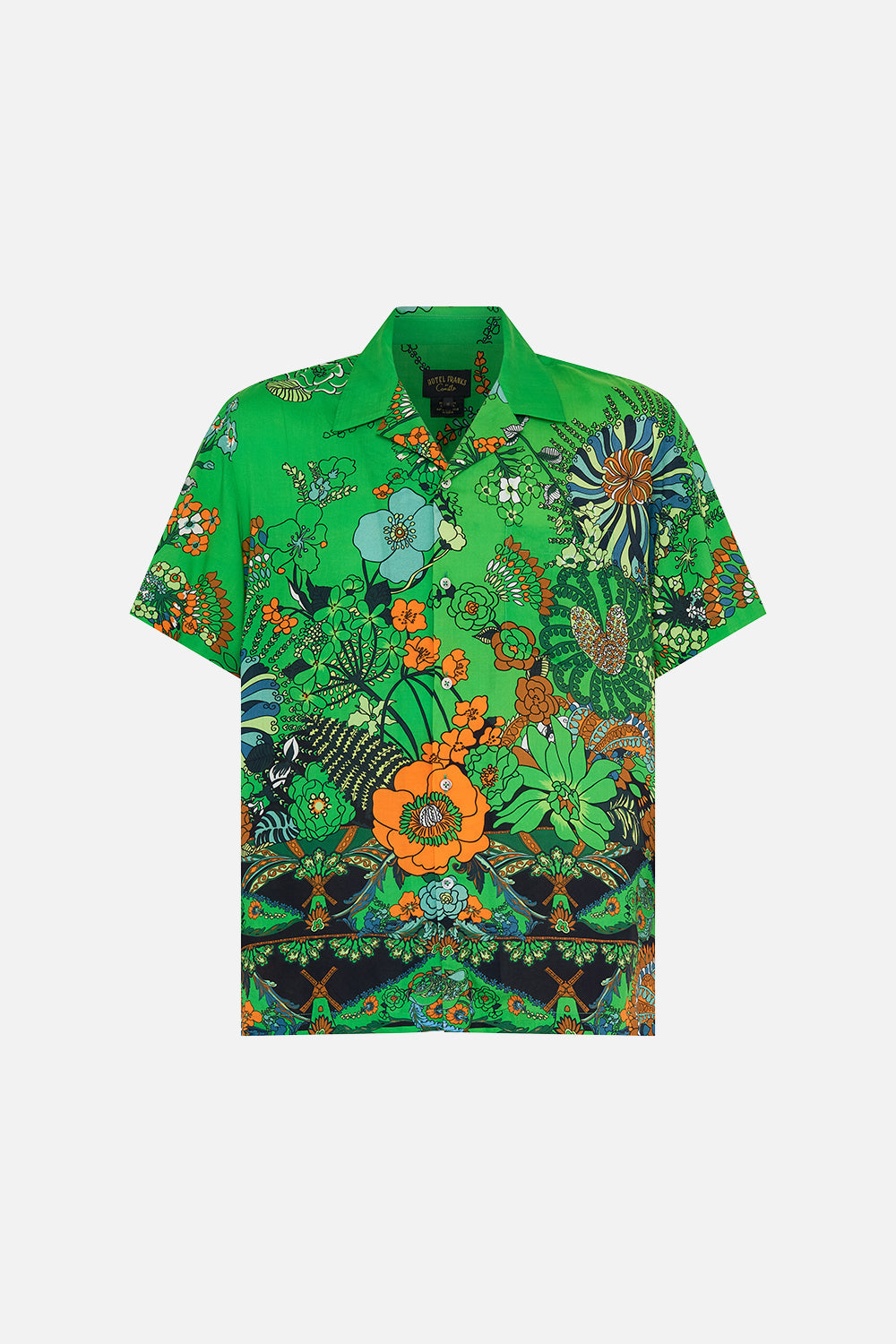 CAMILLA green short sleeve camp collared shirt in Good Vibes Generation