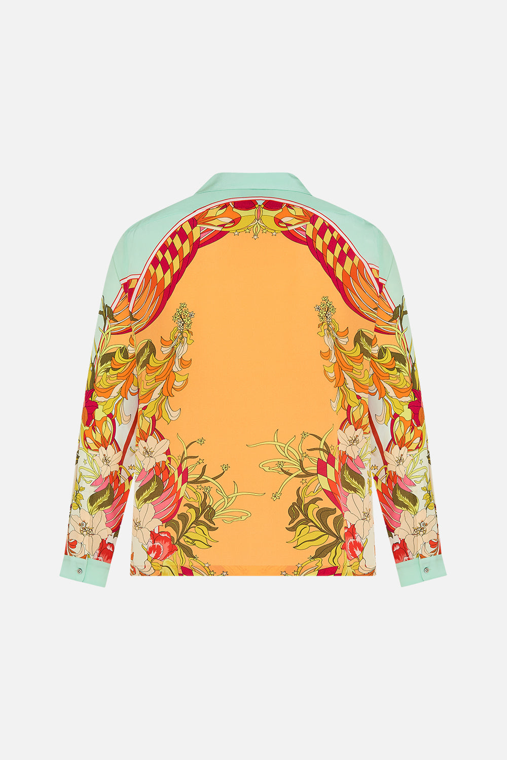 CAMILLA floral long sleeve camp collared shirt in The Flower Child Society