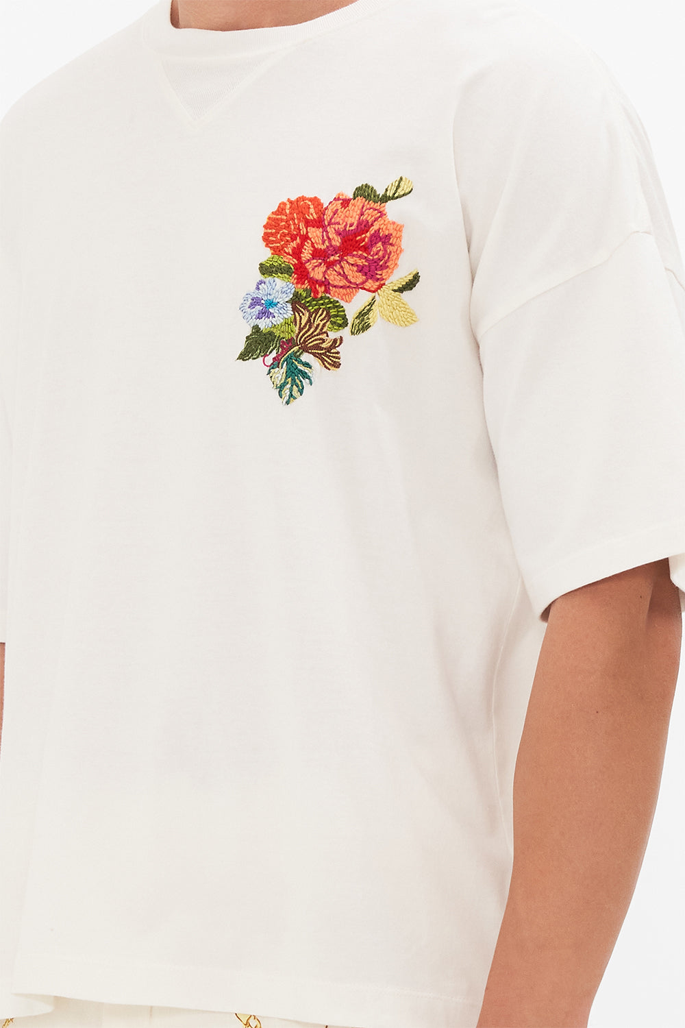 CAMILLA floral oversized boxy tee in Sew Yesterday