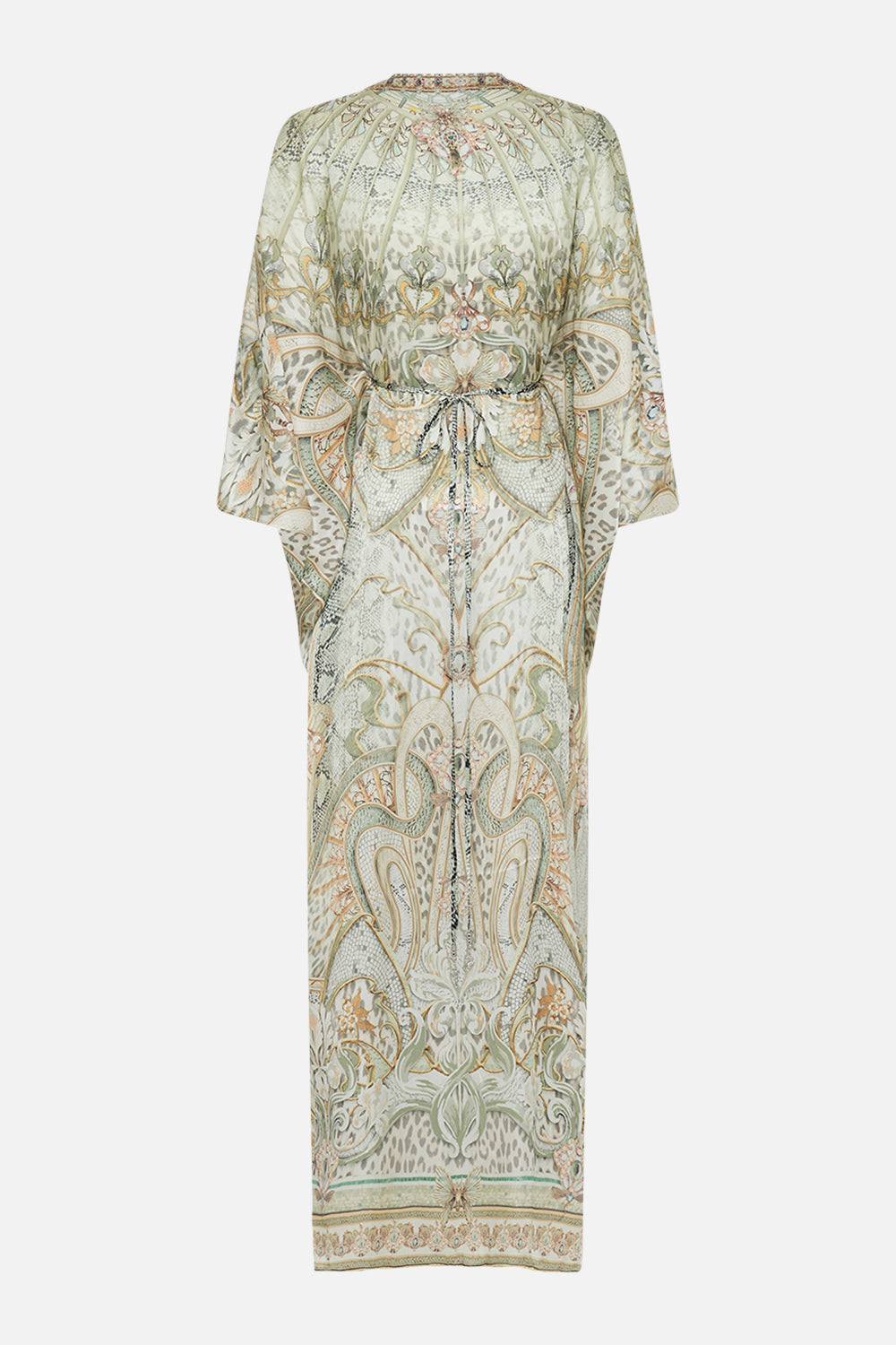 CAMILLA silk kaftan in Ivory Tower Tales print