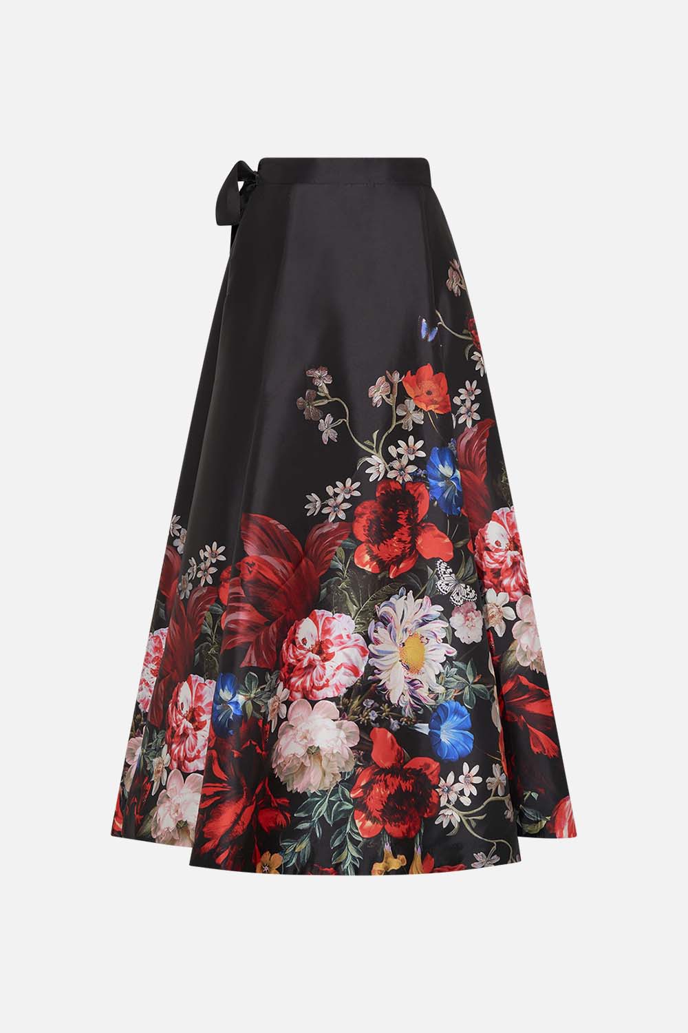 CAMILLA black floral print maxi wrap skirt in A Still Life print 