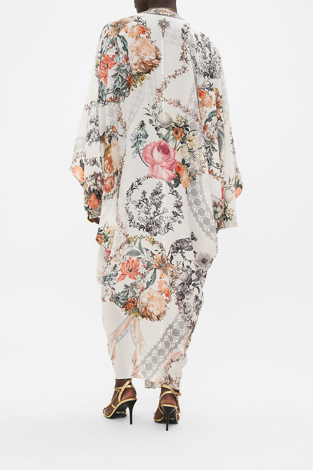 CAMILLA white kaftan in De Haar Memoirs print