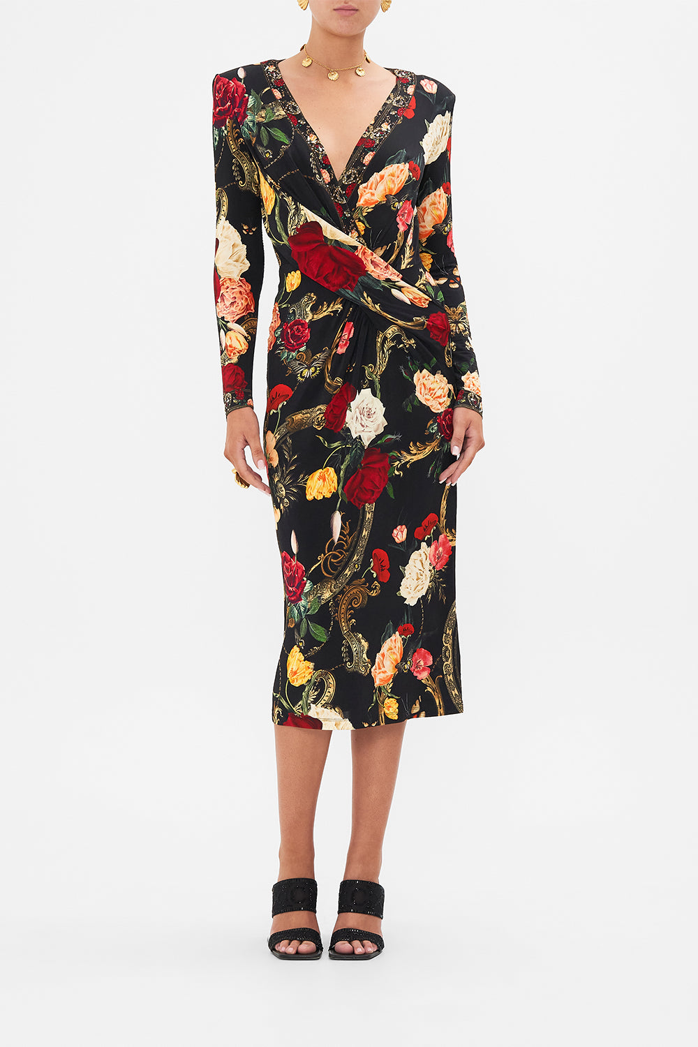 h2 front b2 V-NECK MIDI CROSS FRONT DRESS MAGIC IN THE MANUSCRIPTS hello fitted long kids-waistcoats 