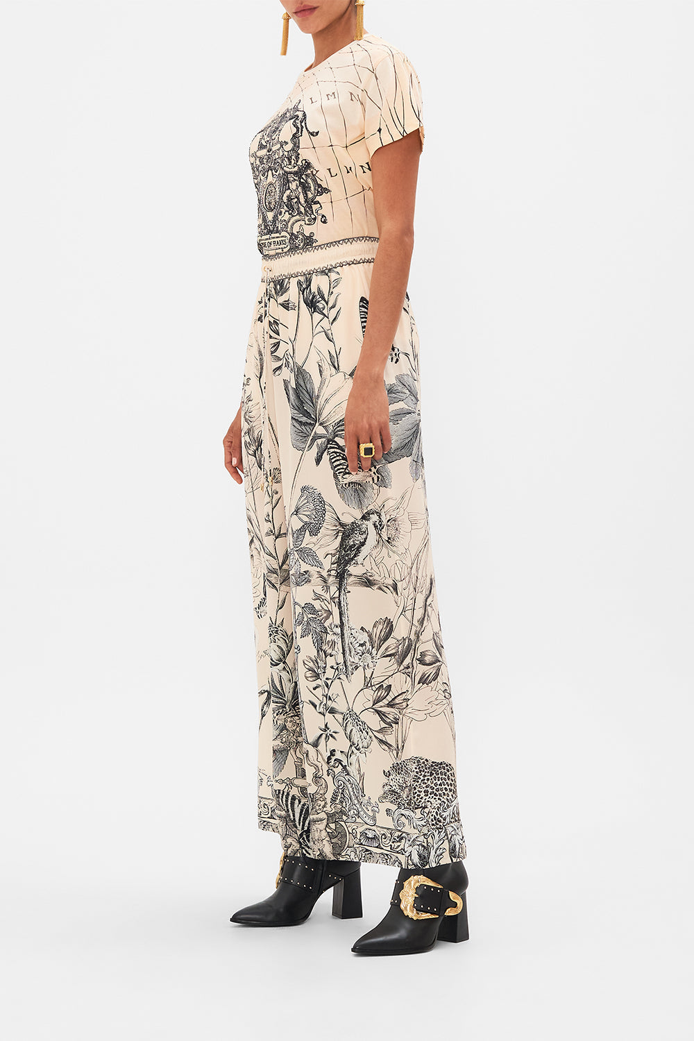 CAMILLA Black Straight Leg Pant in Etched into Eternity