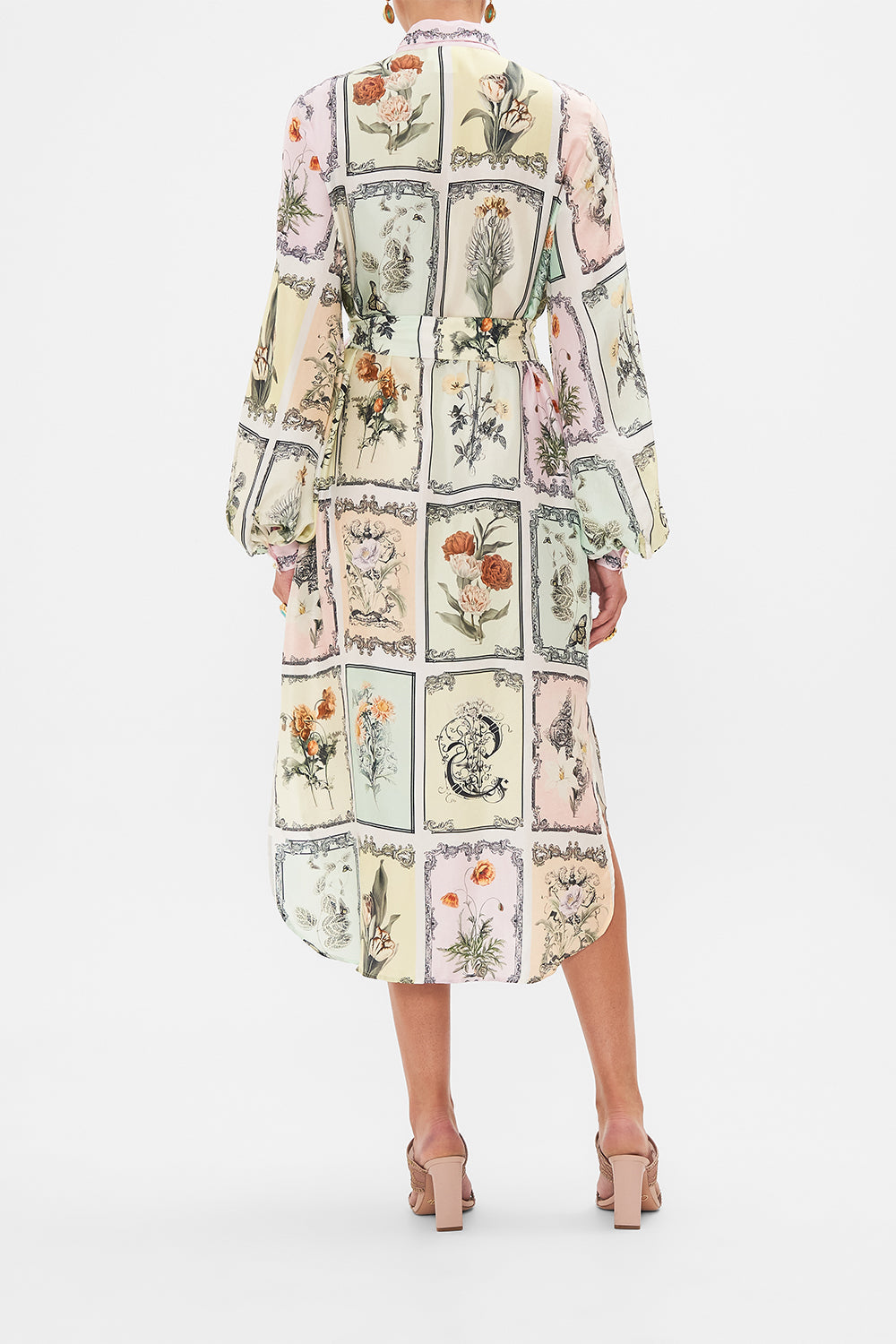 CAMILLA multi midi shirt dress in Long Live Letterpresses print