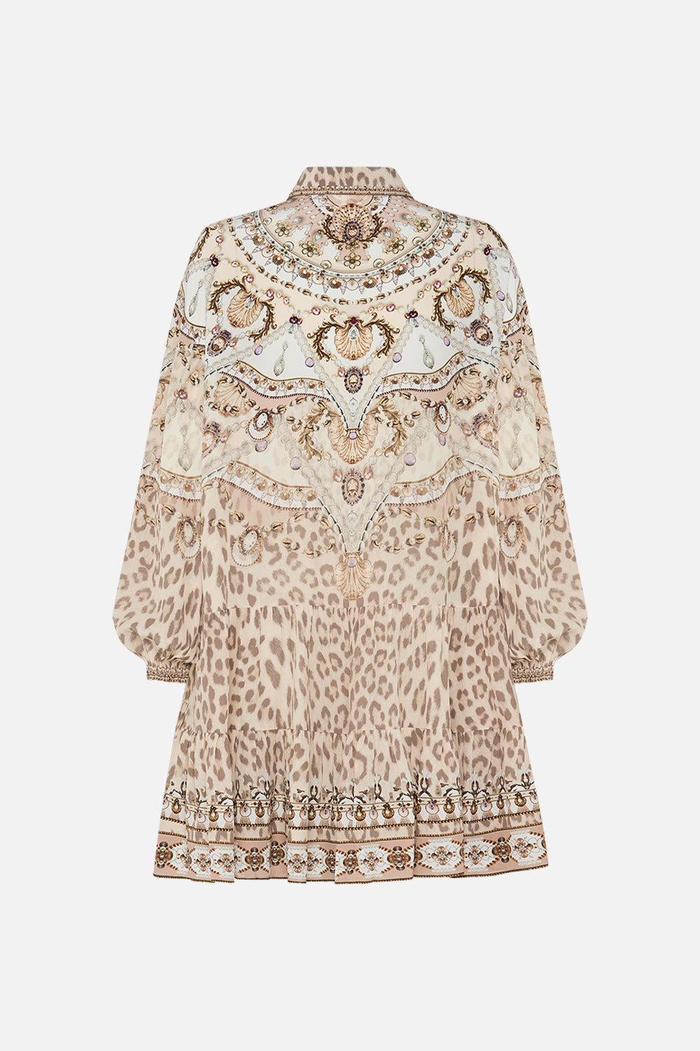 CAMILLA Blush Tiered Shirt Dress in Grotto Goddess