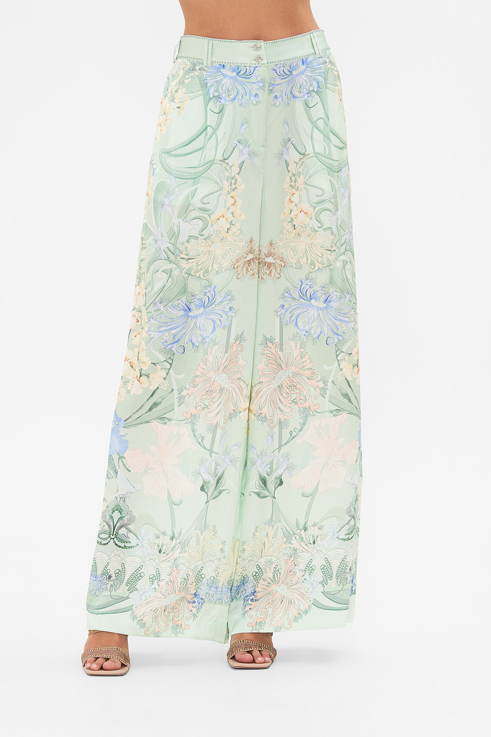 CAMILLA Floral Wide Leg Waisted Pant in Dreaming in Dutch print