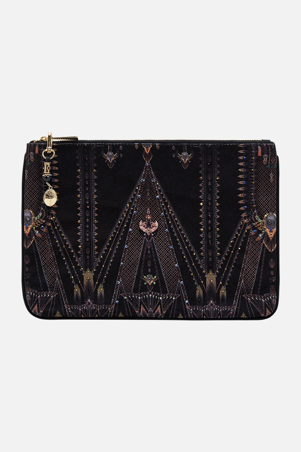 CAMILLA Small Canvas Clutch in An Egyptian Renaissance print