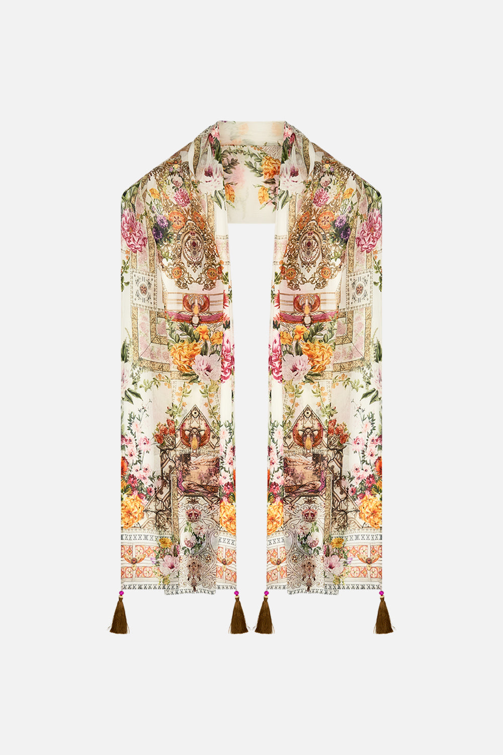 CAMILLA Long Scarf in Egyptian Rose print. 