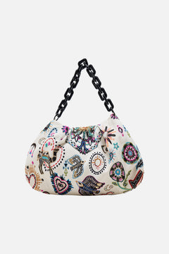 CAMILLA Oversized Clutch With Chain in Nubian Wonderland print