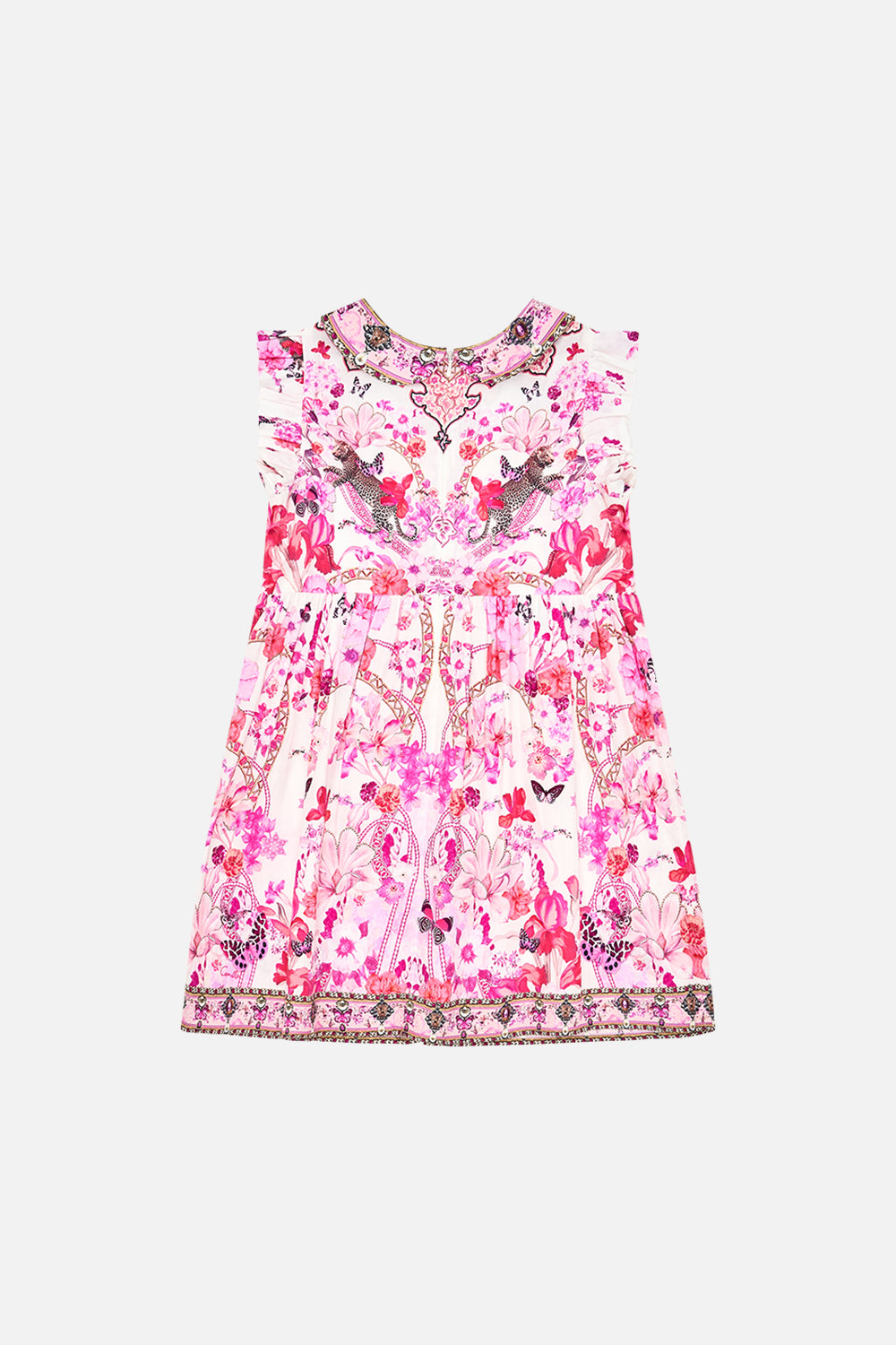 KIDS SHIRRED MINI DRESS WITH COLLAR 4-10 BOTANICAL NOVELLA