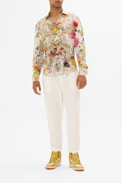 CAMILLA Collared Long Sleeve Shirt in Egyptian Rose print. 