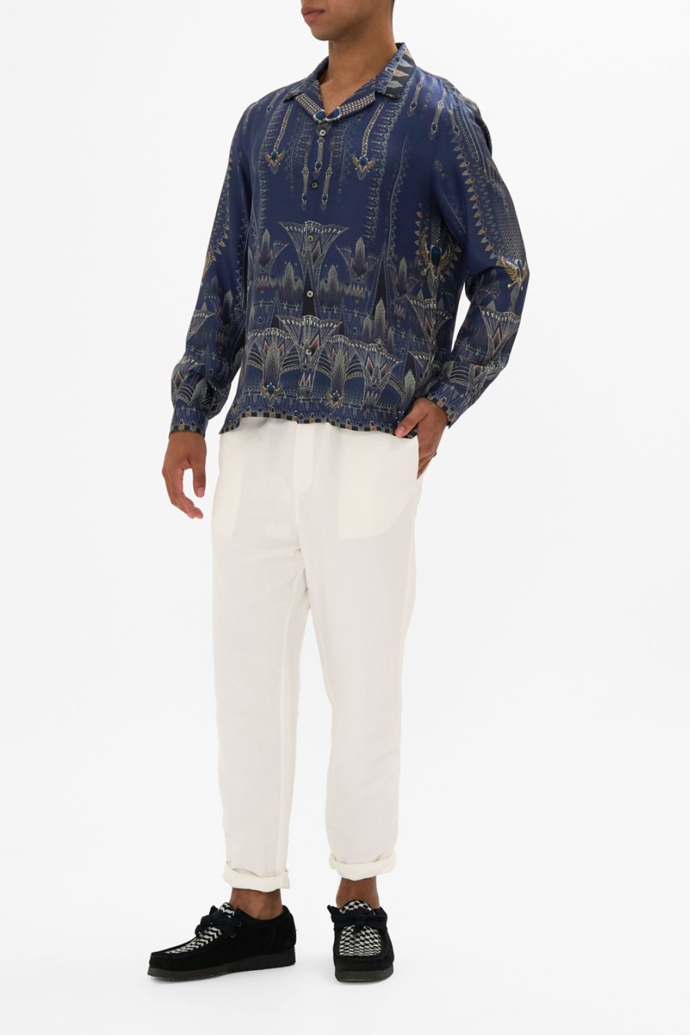 LONG SLEEVE CAMP COLLARED SHIRT THE EGYPT EFFECT