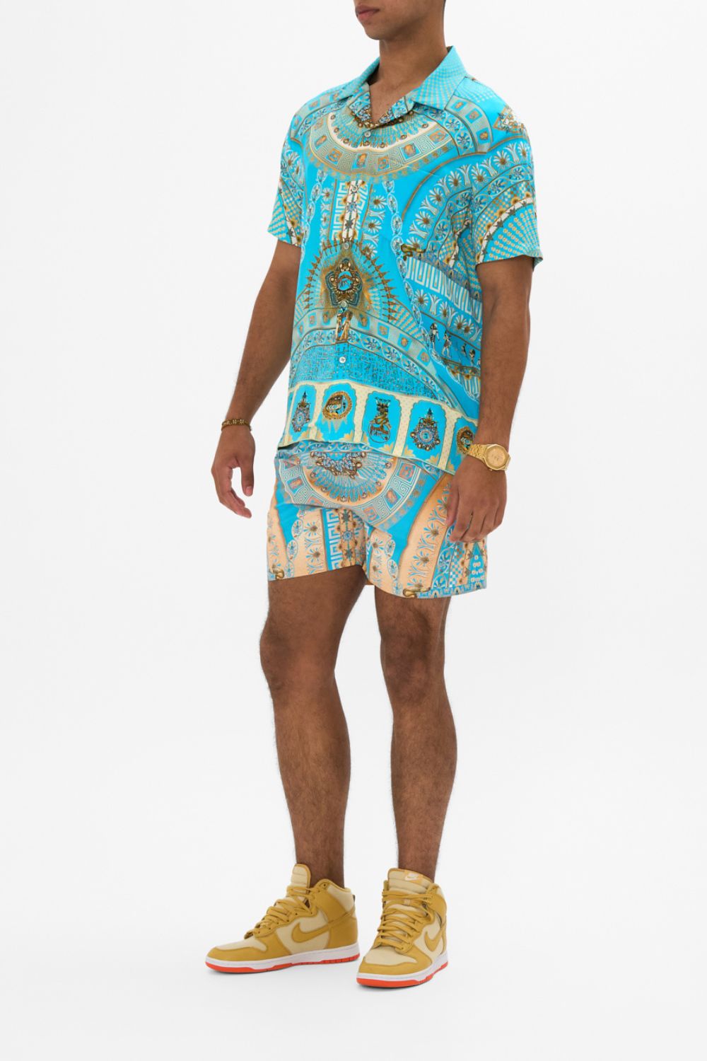 Hotell Franks By CAMILLA Short Sleeve Camp Collared Shirt in Temple Of Light Print.