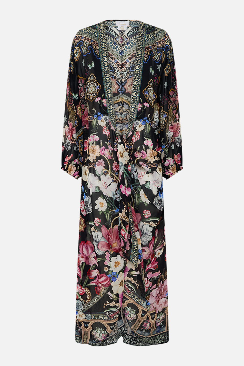 TIE FRONT BLOUSON SLEEVE LAYER MIDNIGHT IN MONSERRATE