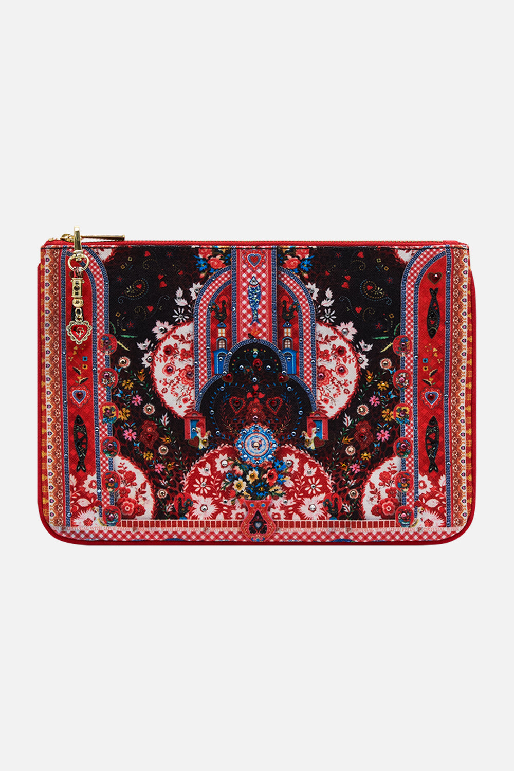 CAMILLA Small Canvas Clutch in Folk Fabulous print