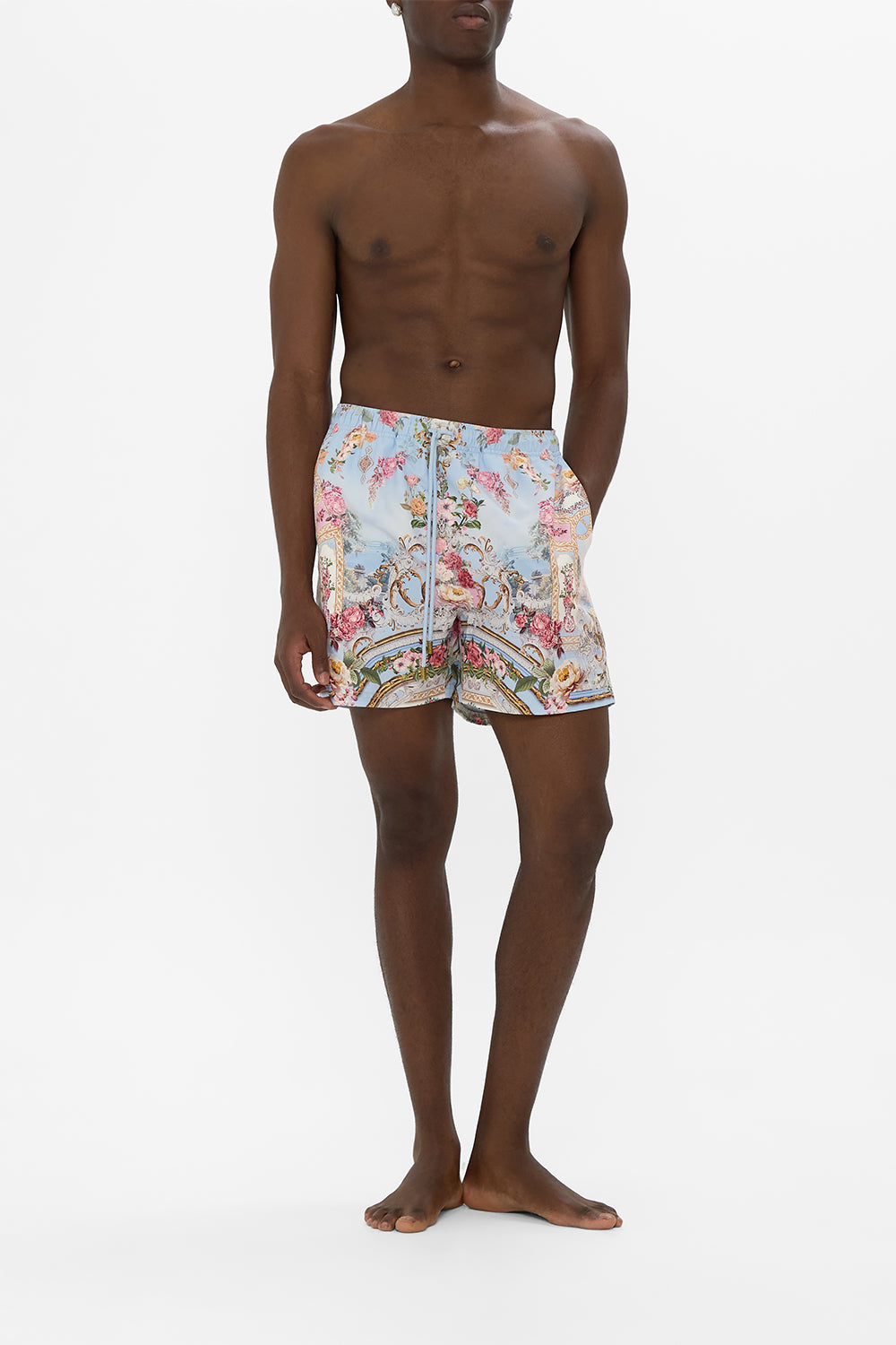 MID LENGTH BOARDSHORT WITH ELASTIC WAIST TILED IN TIME