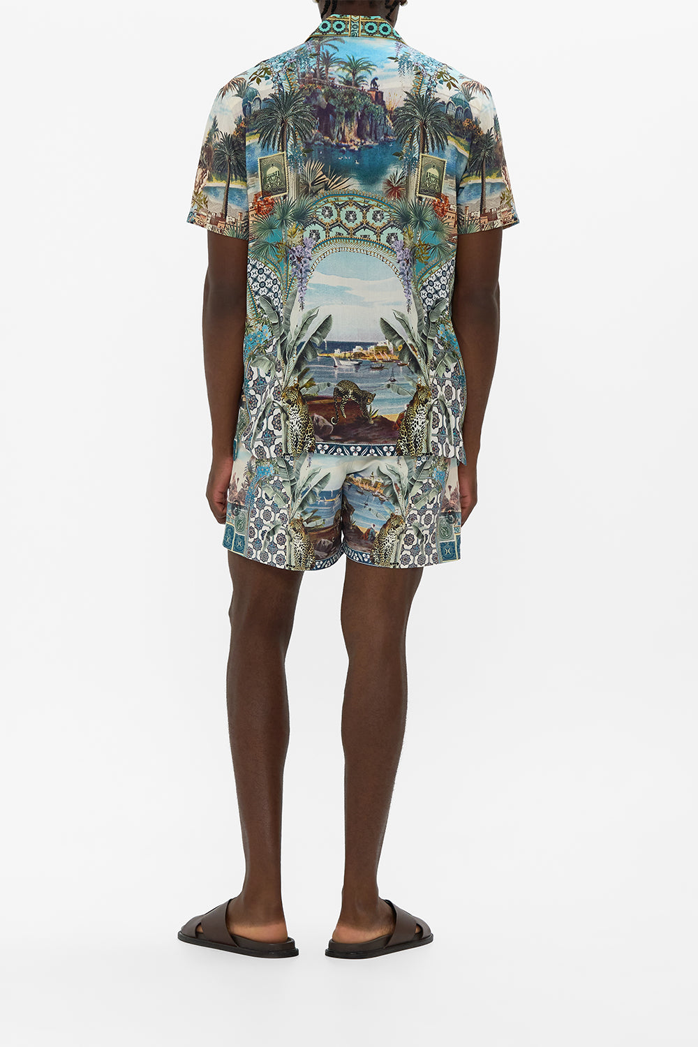 The CAMILLA SHORT SLEEVE CAMP COLLARED SHIRT POSTCARDS & PALM TREES