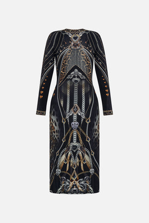 Back product view of CAMILLA jersey midi dress in Chaos In The Cosmos animal print