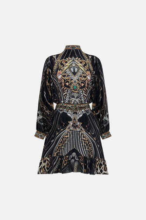 Back product view of CAMILLA silk shirt dress Chaos In The Cosmos animal print