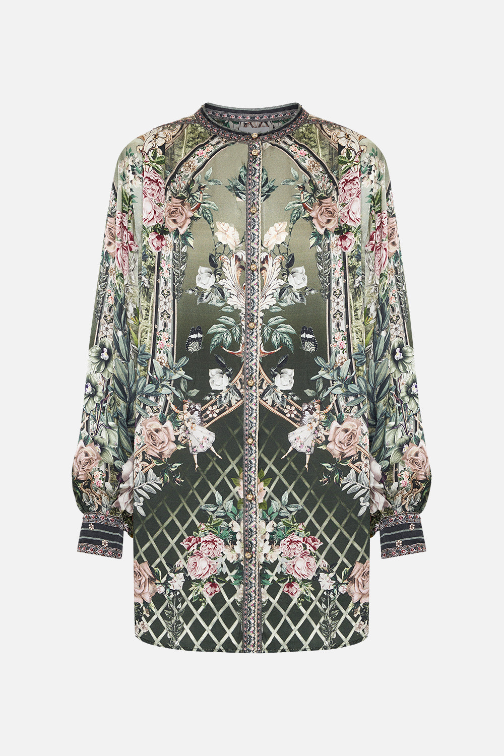 BLOUSON SLEEVE BLOUSE WITH YOKE GARDEN OF GOOD FORTUNE