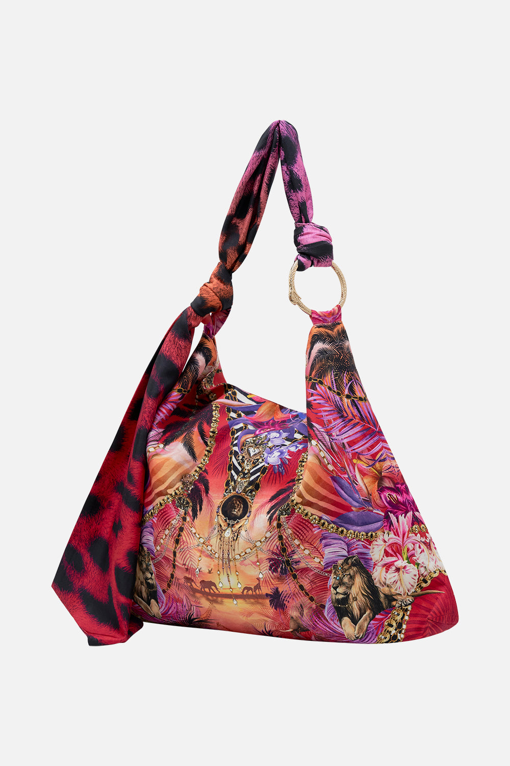 Side product view of CAMILLA Beach Bag in Wild Loving print