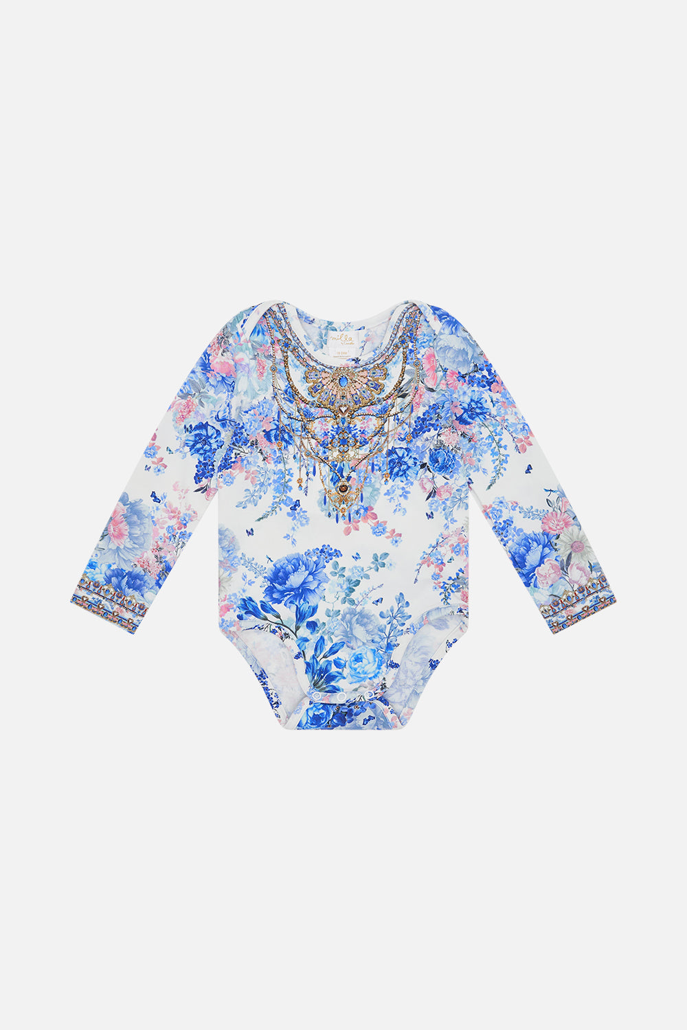 Product view of MILLA BY CAMILLA babies bodysuit in Tuscan Moondance print