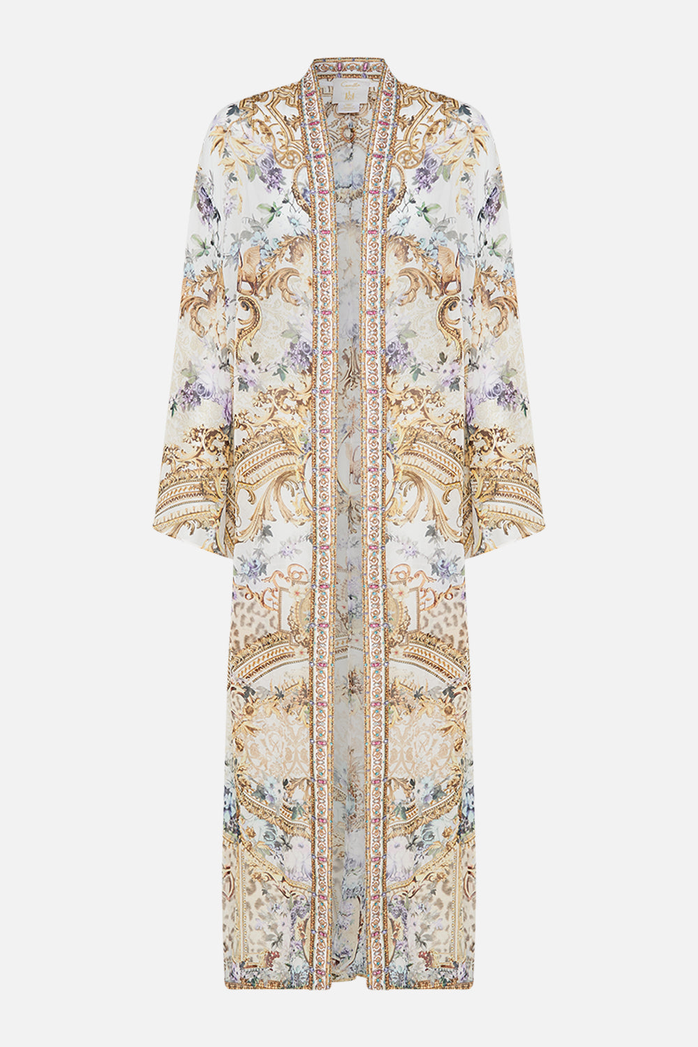 Product view of CAMILLA silk robe in Palazzo Playdate print 