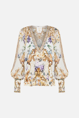 Product view of  CAMILLA silk blouse in Palazzo Playdate print 